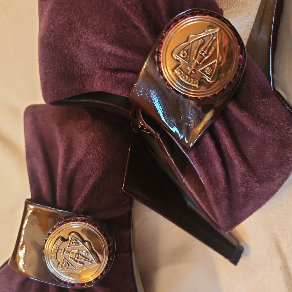 Gucci/Elegant Women's Suede Ankle Boots in Rich Brown - Picture 4 of 13